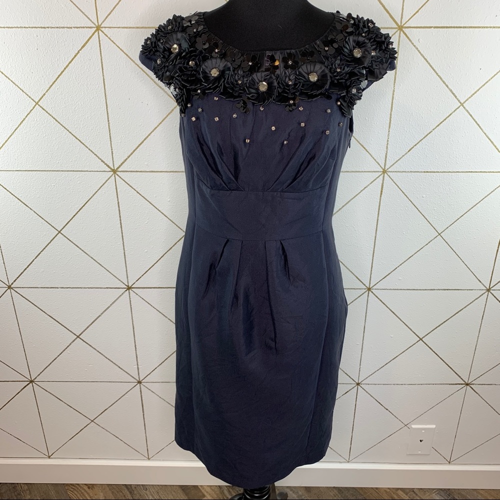 Fenn Wright Manson Navy Floral Embellished Dress